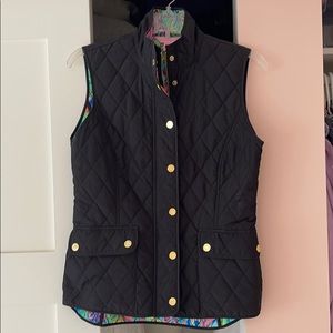 Lilly Pulitzer Black Puffy Vest, sz XS!